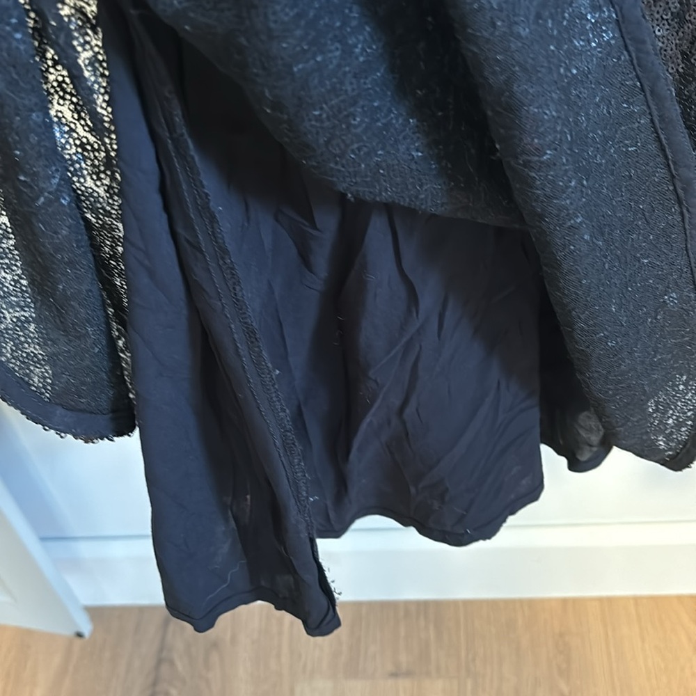 Free People black sequin liquid shine drop waist mini dress. - Picture 8 of 11